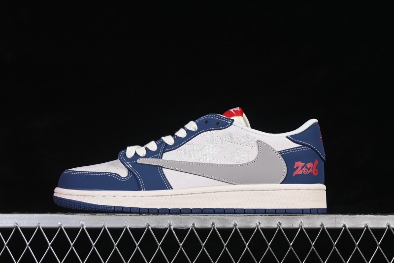 Nike Air Jordan 1 Low Retro Basketball Shoes in Navy and White with Premium Craftsmanship - JJ2508-106