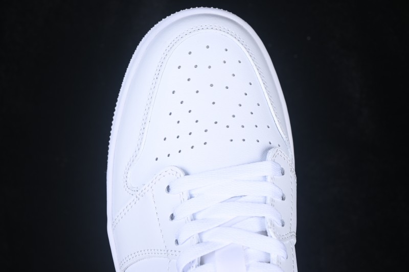 Nike Air Jordan 1 Low Retro Basketball Shoes in All-White Leather - DD9315-120