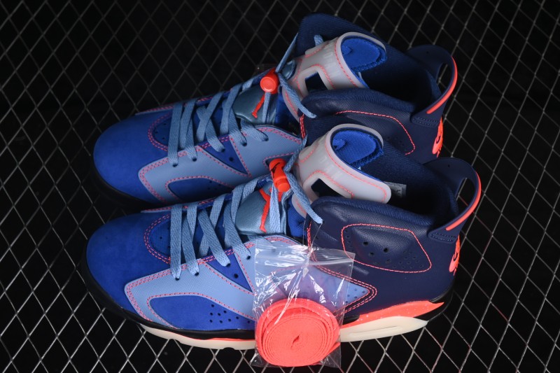 Awake NY x Air Jordan 6 Retro High "Denim Blue" Basketball Sneakers with Premium Suede Upper - IQ5706-400