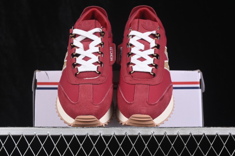 Moncler Pacey2 Lace-Up Round-Toe Low-Top Lifestyle Sneakers in Red - Pacey2