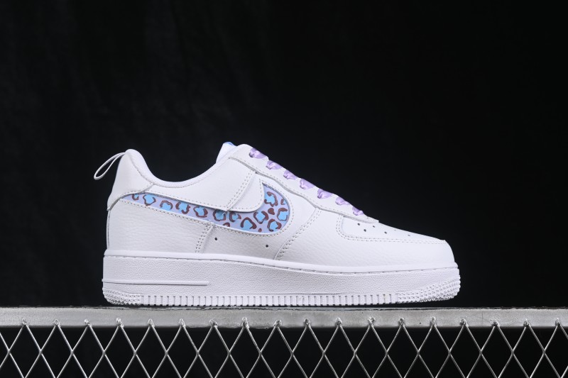 Nike Air Force 1 '07 Low Ice Blue Leopard Shadow Hand-Painted Sneakers - FB8971-008