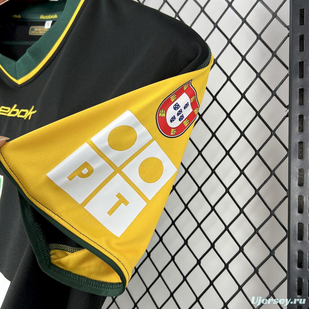 2002/03  Sporting CP Retro Away Black with Yellow Sleeves Jersey