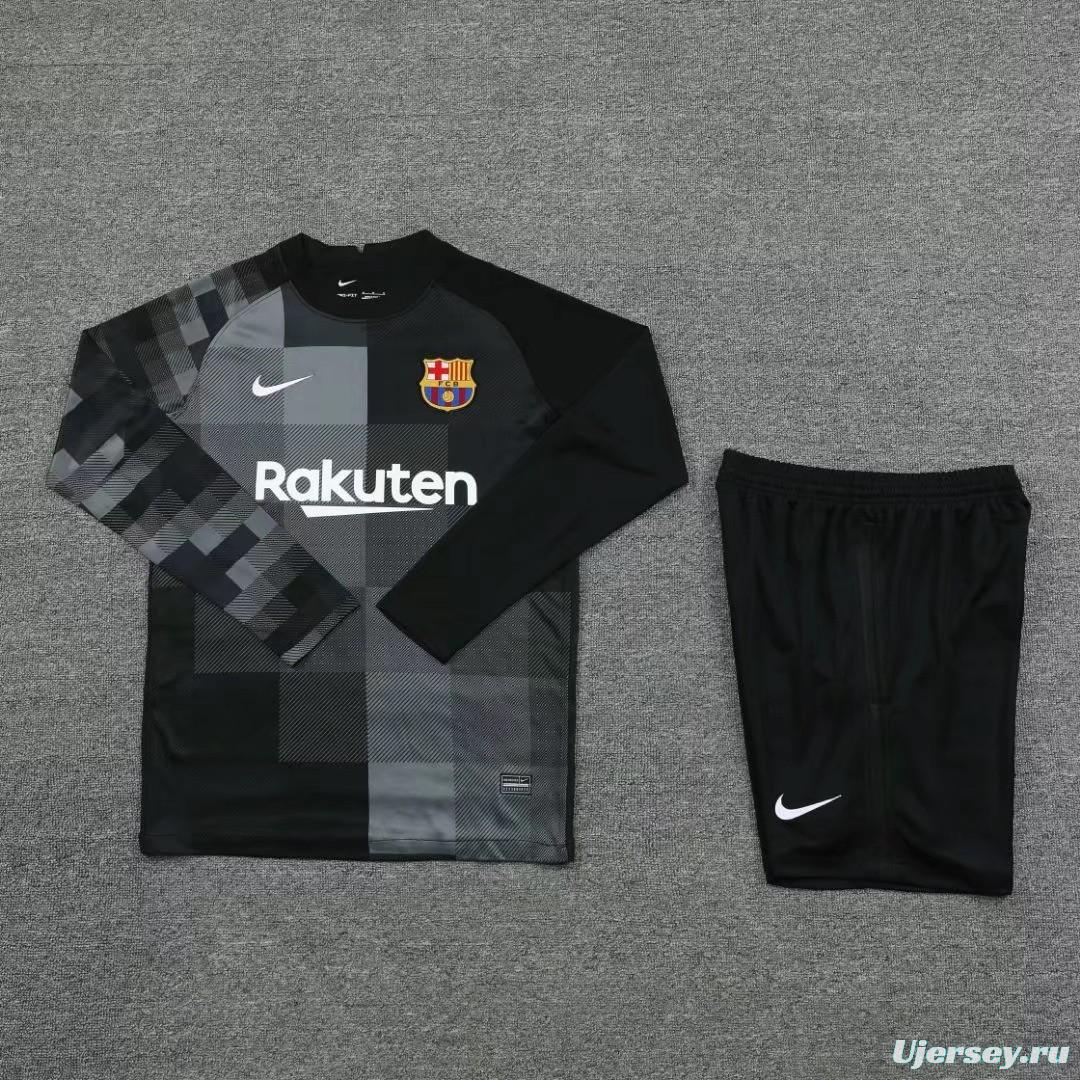 21/22 Barcelona Long Sleeve Black Goalkeeper Jesrey+Shorts