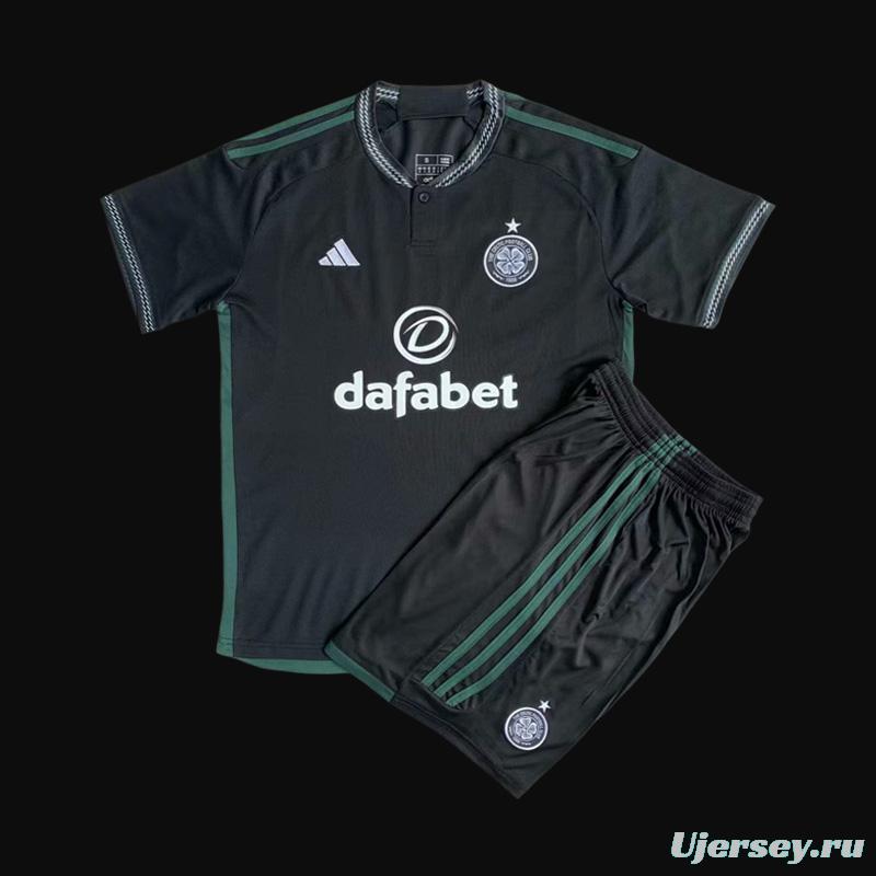 23/24 Kids Celtic Away Black Jersey