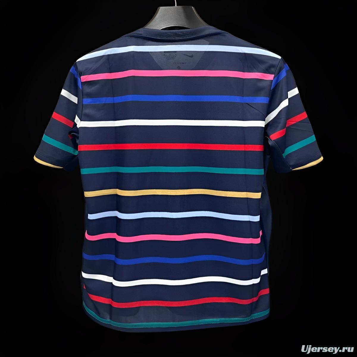 2024 France Training Mixed Color Stripe Jersey