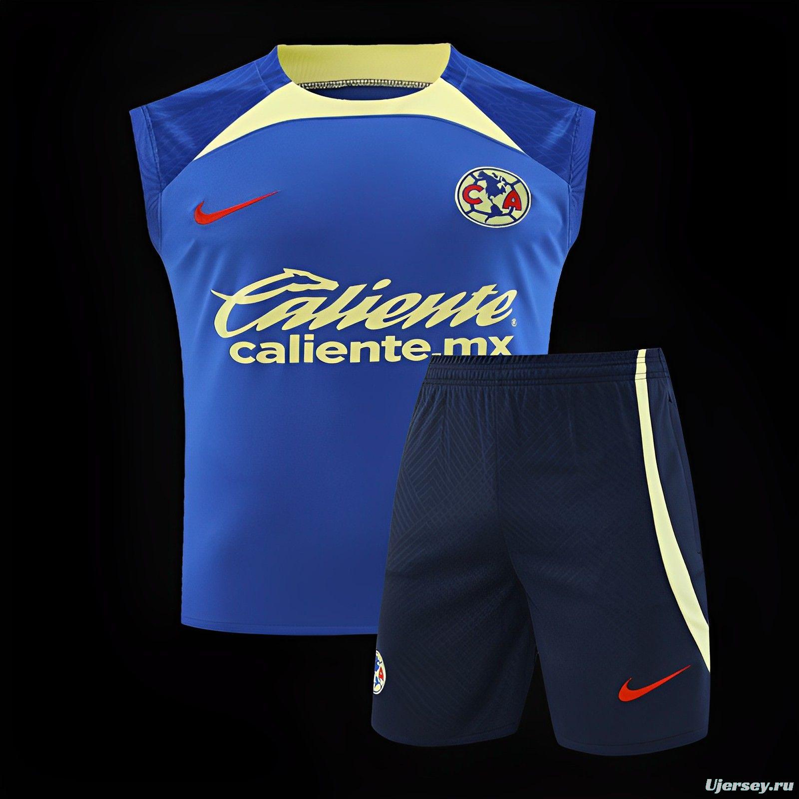 24/25 Club America Blue/Yellow Vest Jeresy+Shorts