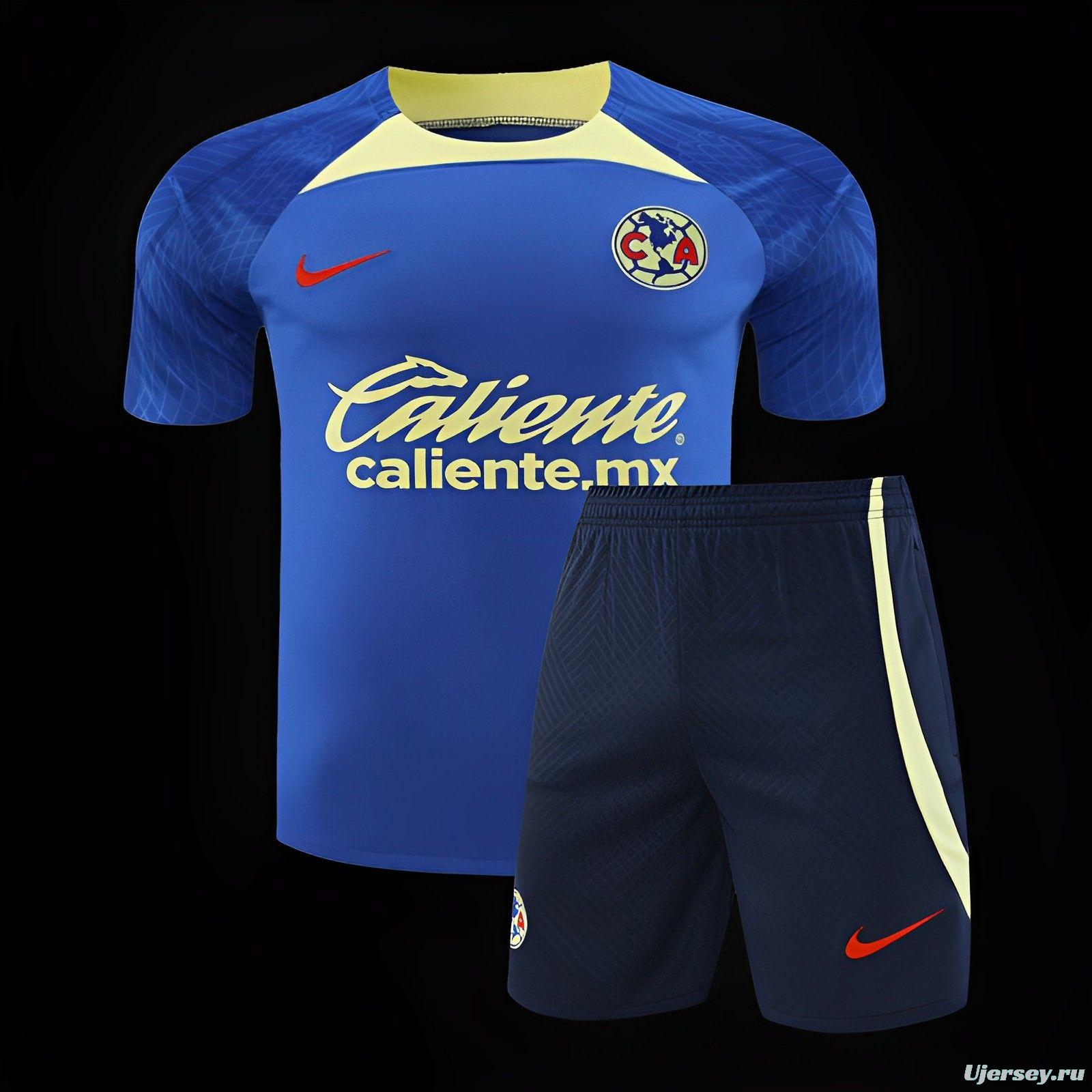 24/25 Club America Blue/Yellow Short Sleeve Jeresy+Shorts