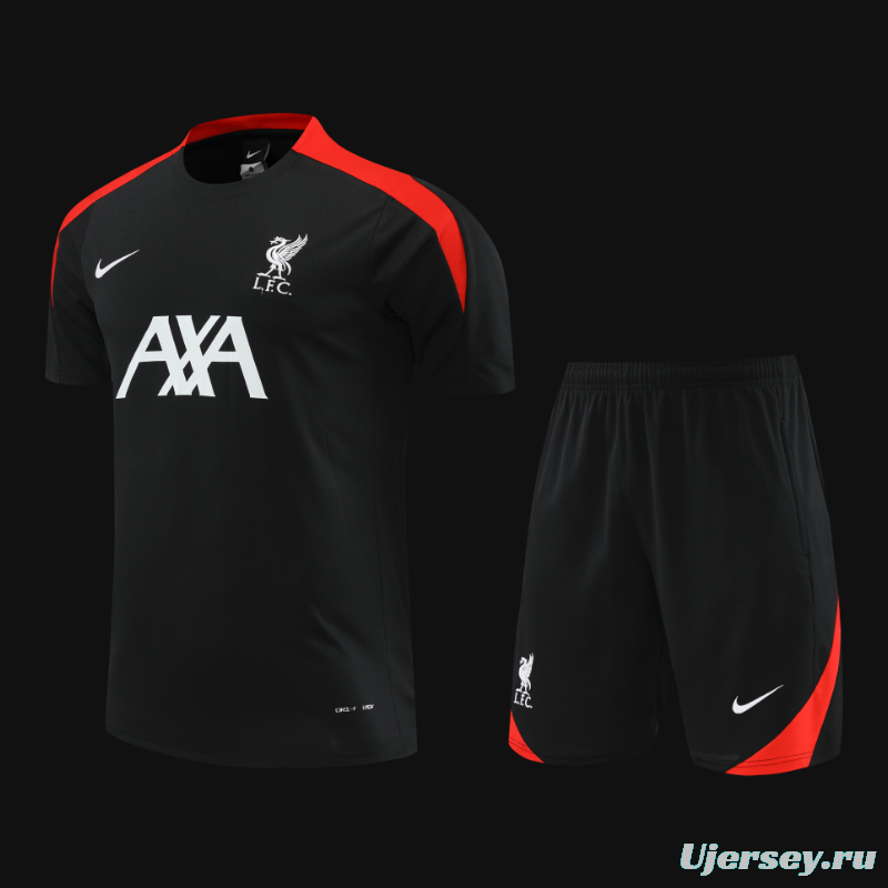 24/25 Liverpool Black Short Sleeve Jeresy+Shorts