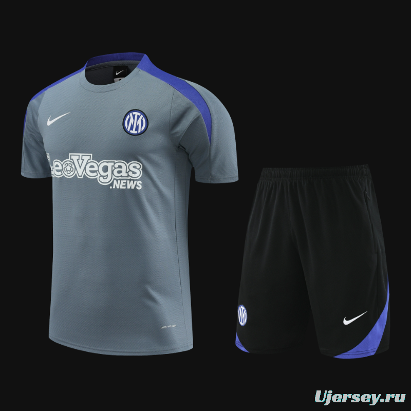 24/25 Inter Milan Grey Short Sleeve Jeresy+Shorts