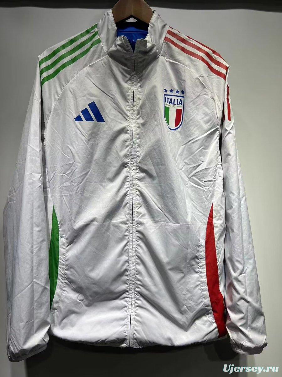 2024 Italy White/Blue Reversible Windbreaker