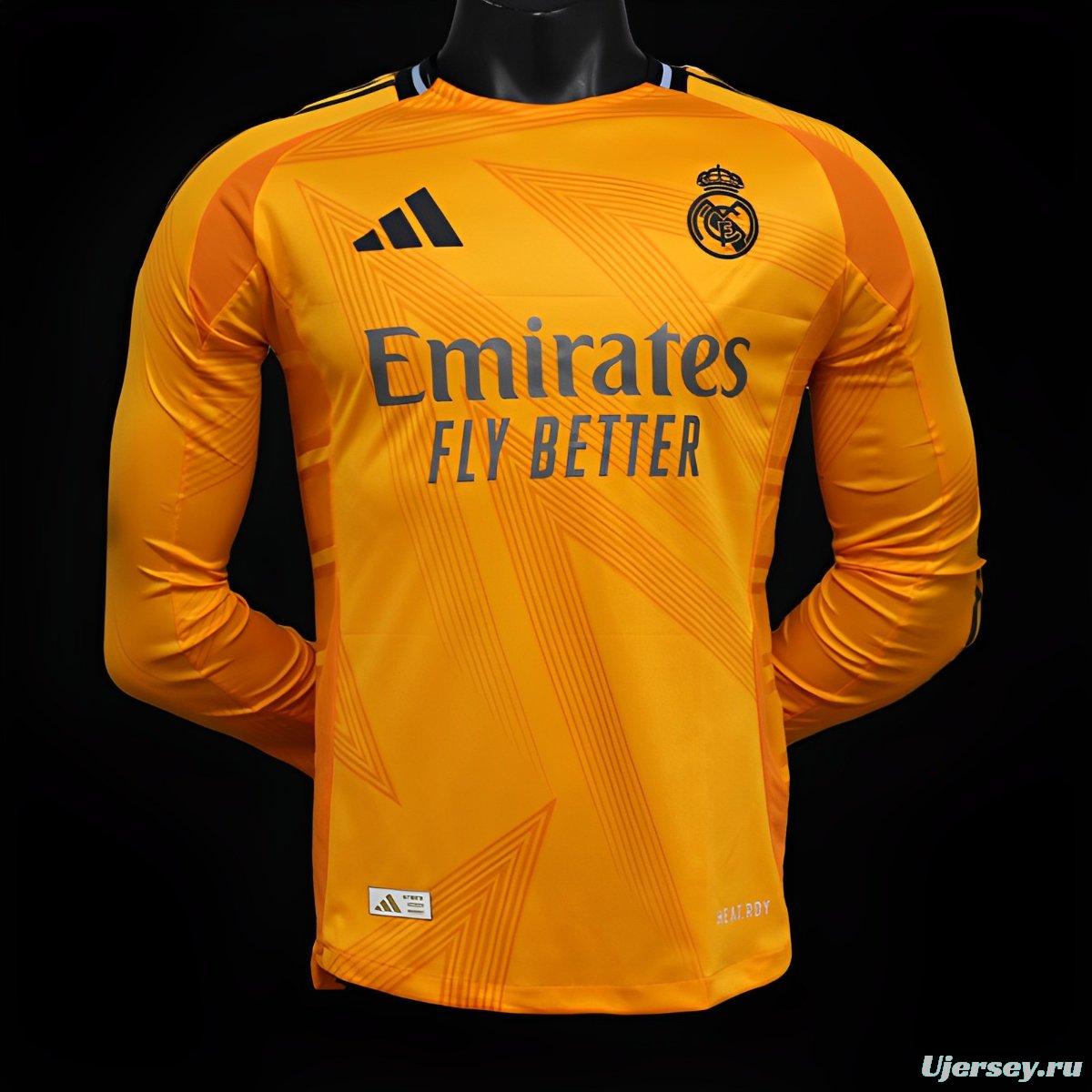 Player Version 24/25 Real Madrid Away Orange Long Sleeve Jersey