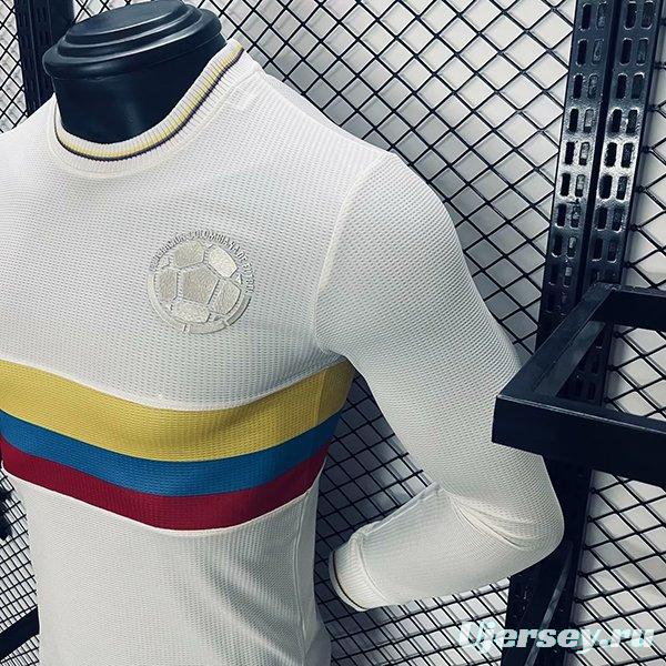 Player Version 2024 Colombia White 100Th Anniversary Long Sleeve Jersey