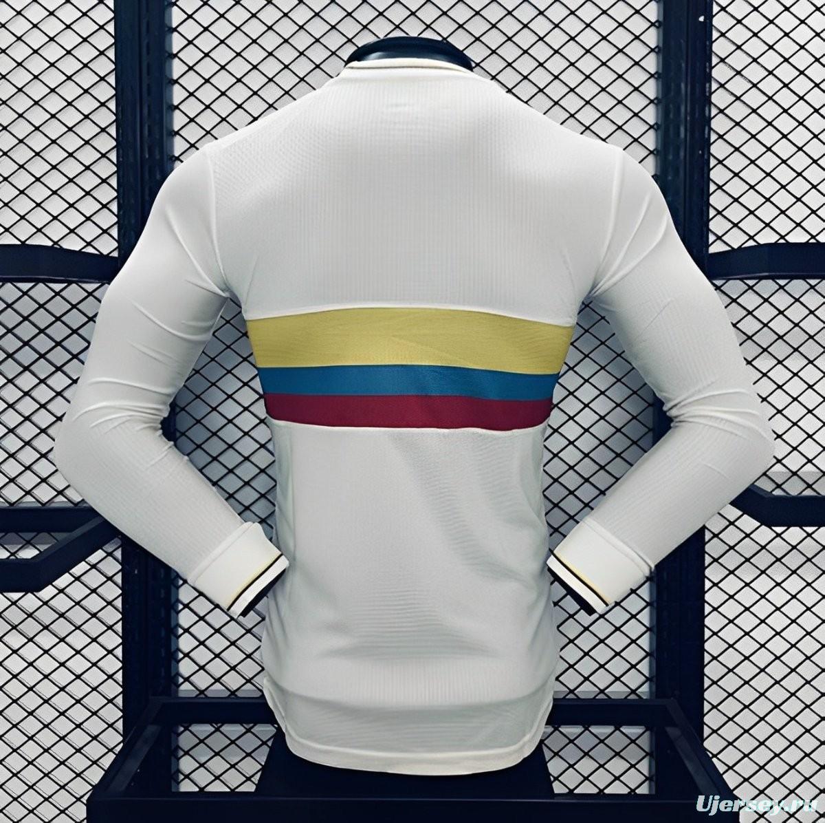 Player Version 2024 Colombia White 100Th Anniversary Long Sleeve Jersey