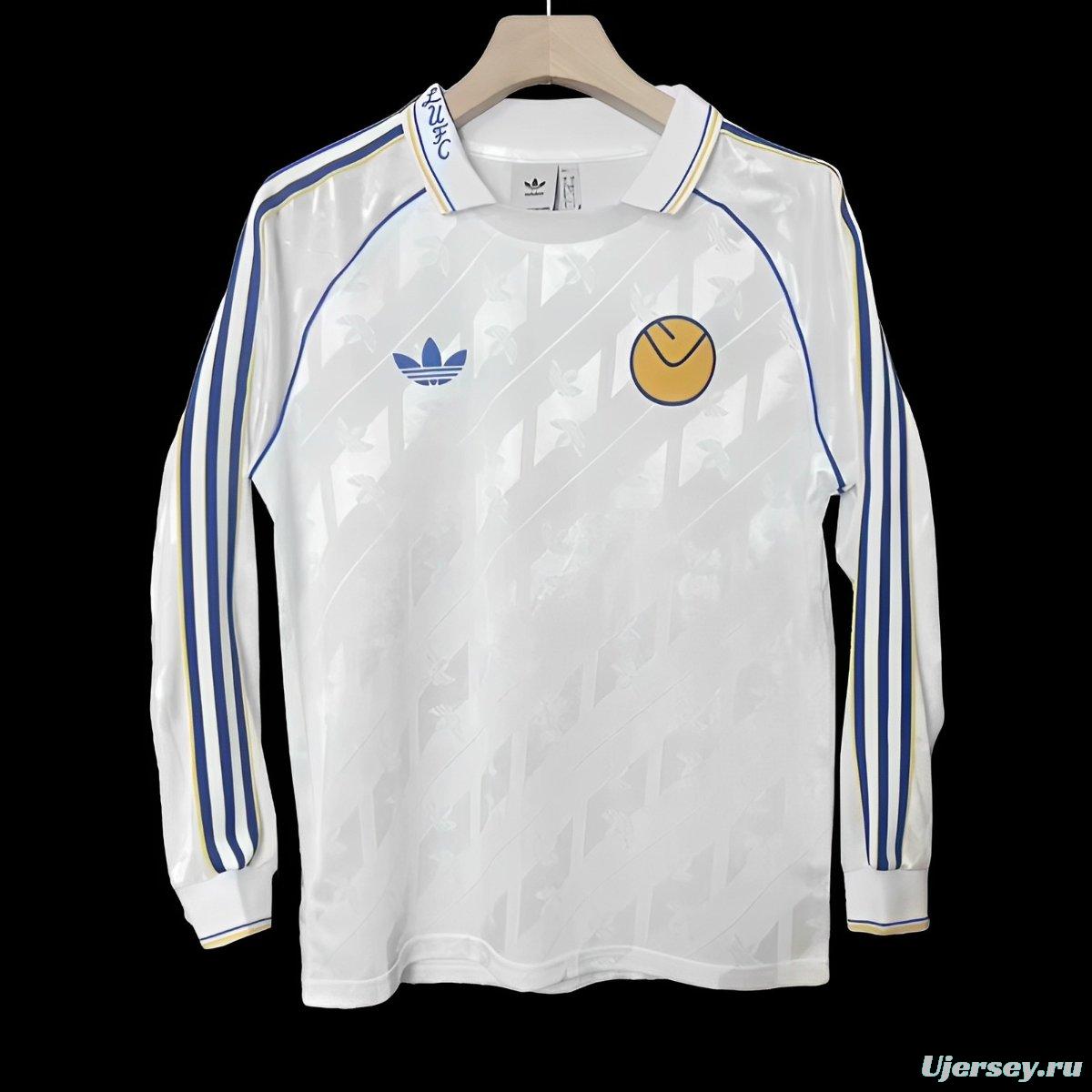 24/25 Leeds United  Adidas LFSTR Retro Long Sleeve White Jersey