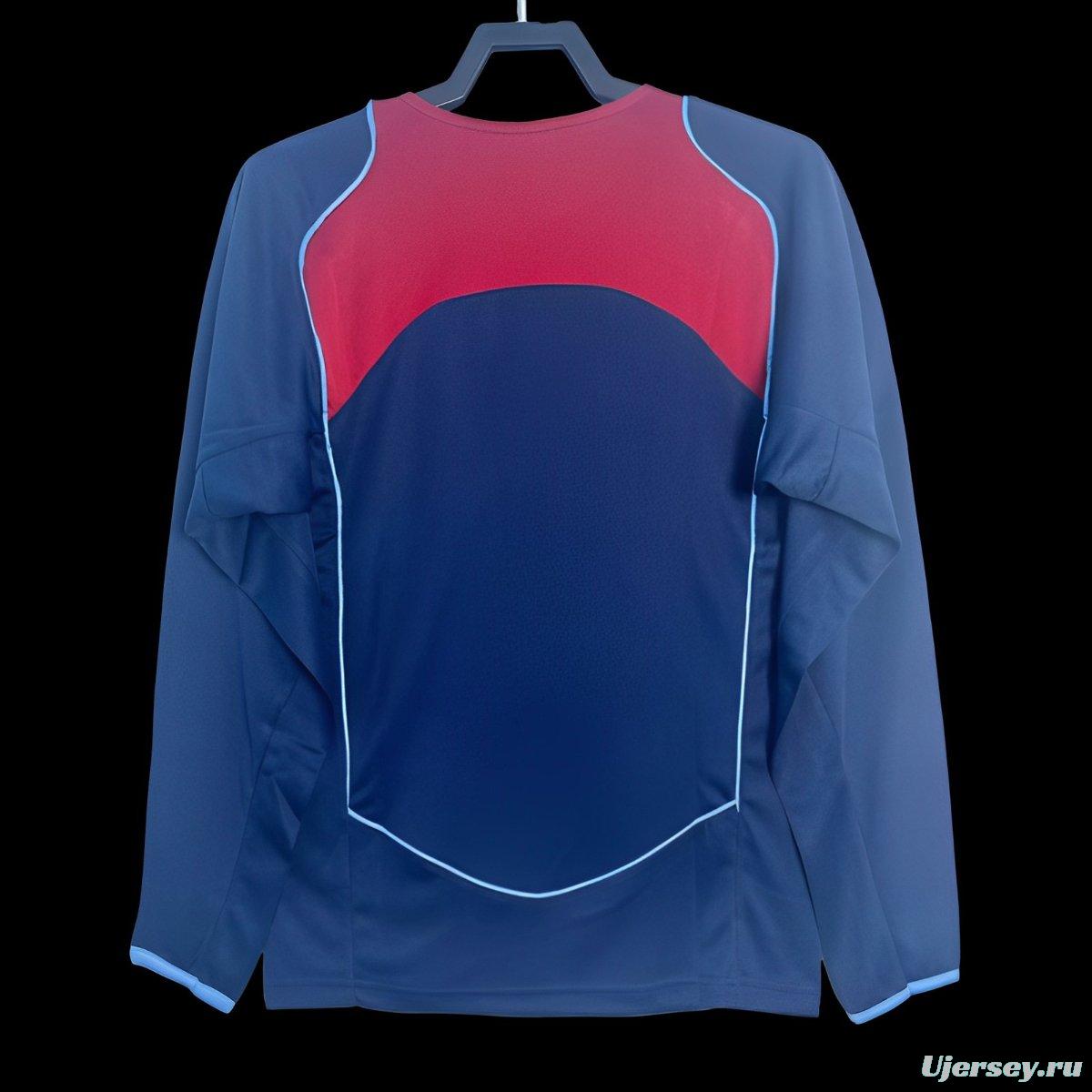 Retro 04/05 Long Sleeve Atletico Madrid Away Blue Jersey