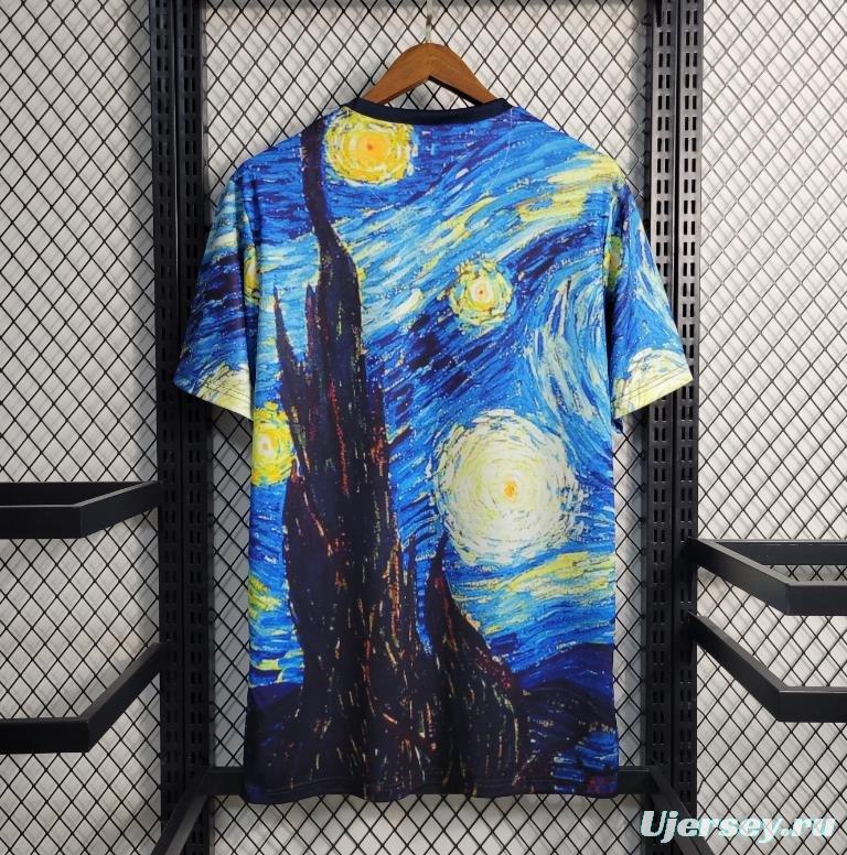 23 24 AJAX X Vincent Van Gogh Vincent Van Gogh Oil Painting Starry Night T-Shirts