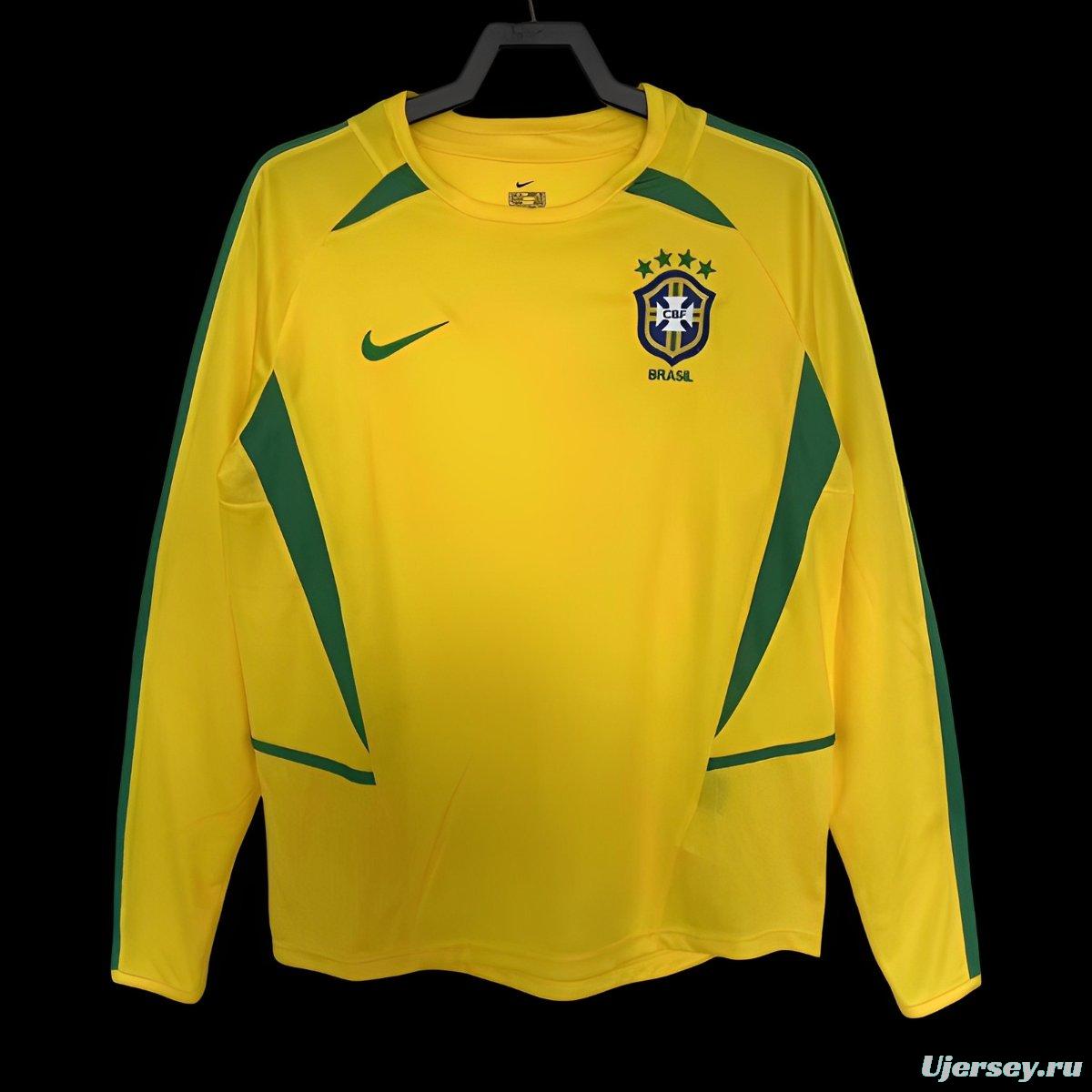 Retro 2002 Brazil Home Long Sleeve Jersey