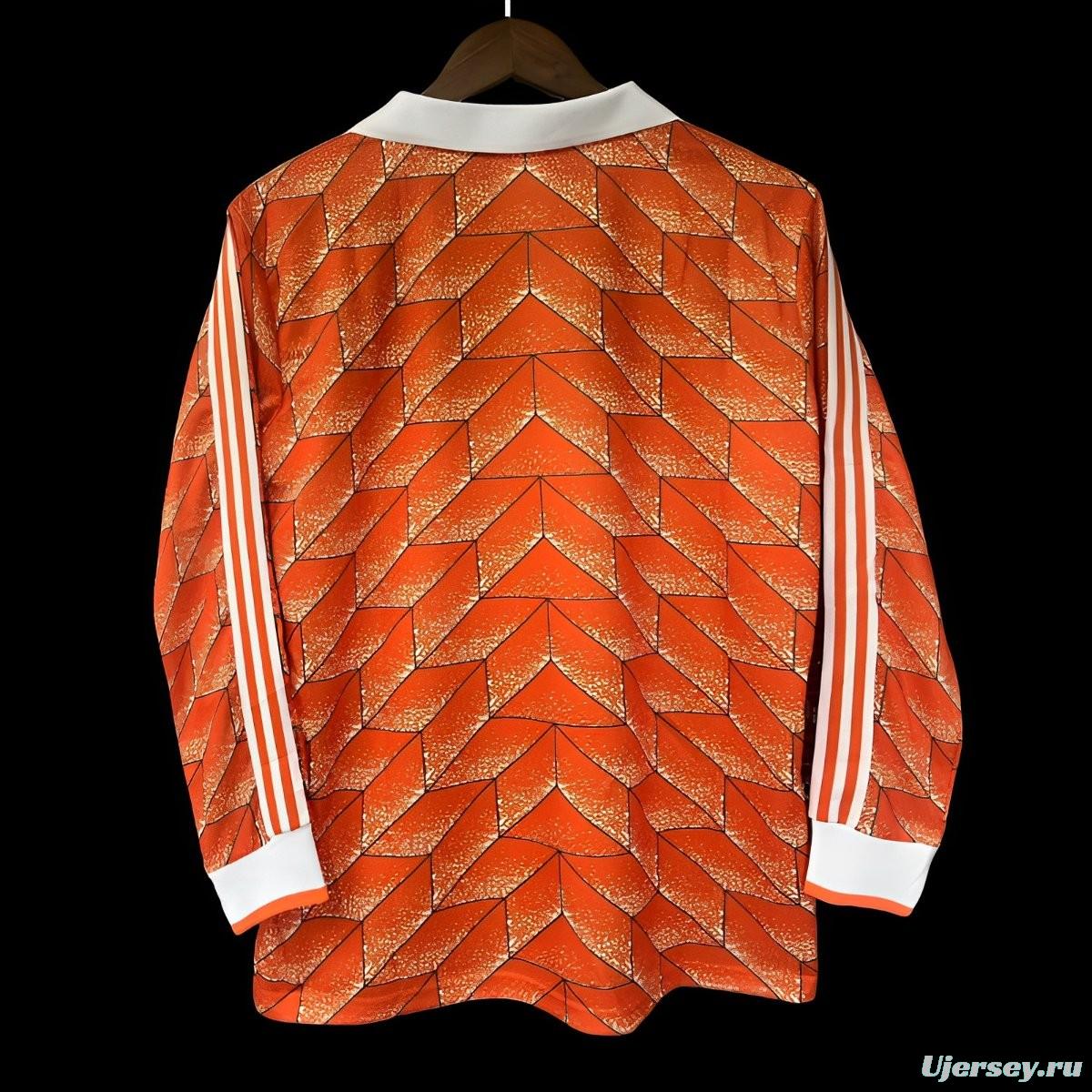 Retro 1988 Netherlands Home Long Sleeve Jersey