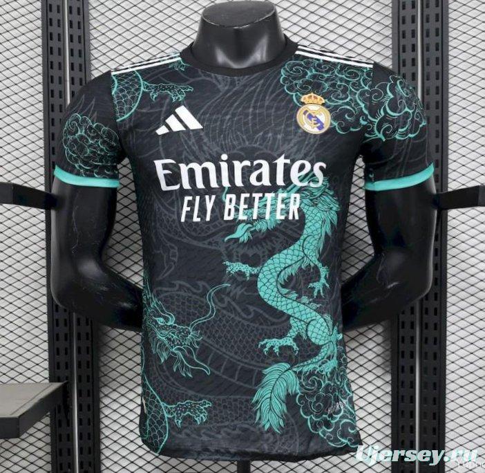 2025/26 Player Version Real Madrid Black Green Dragon Edition Jersey