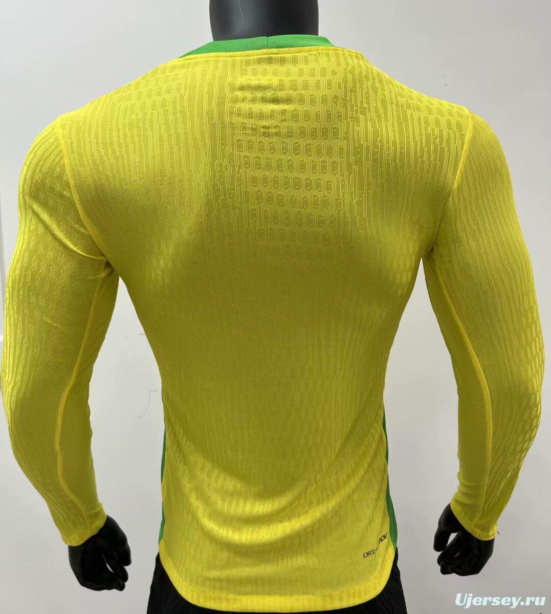Player Version 2025 Brazil Home Long Sleeve Jersey