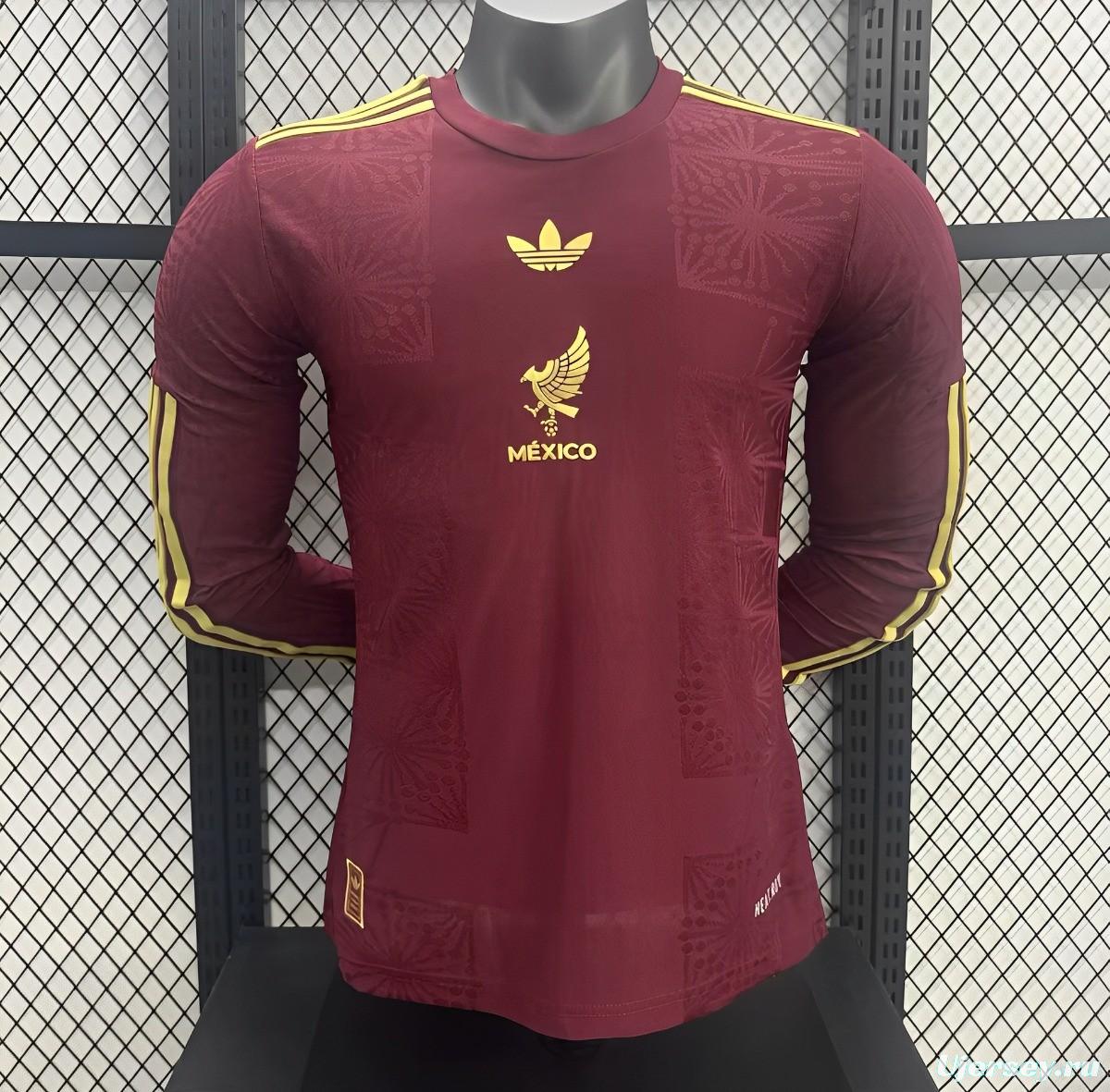 Player Version 2025 Mexico Gold Cup Wine Long Sleeve Jersey