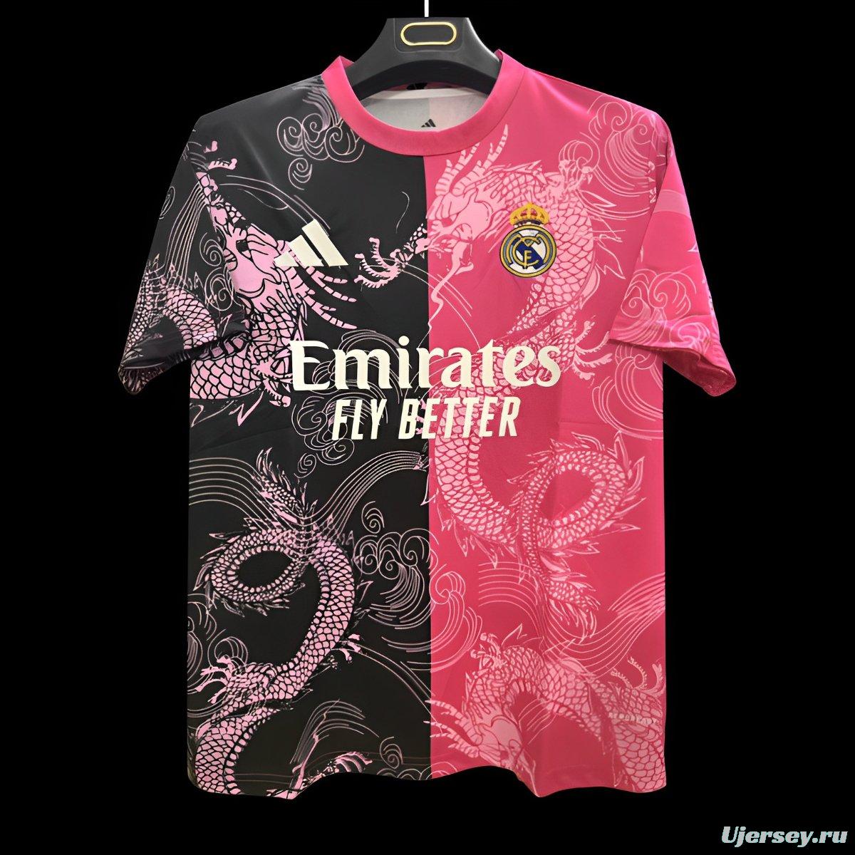 25/26 Real Madrid Pink and Black with Split Dragon Design Jersey