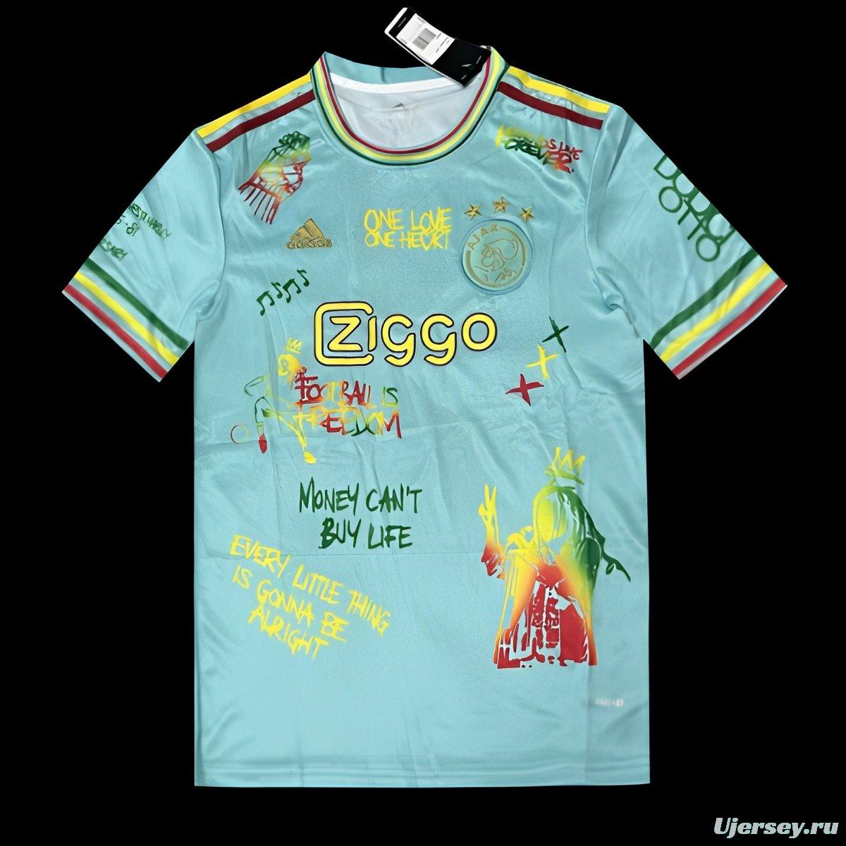 25/26 Ajax Navy Skyblue with Bob Marley Tribute Jersey