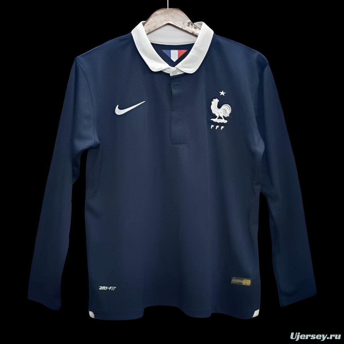 Retro 2014 France Home Long Sleeve Jersey