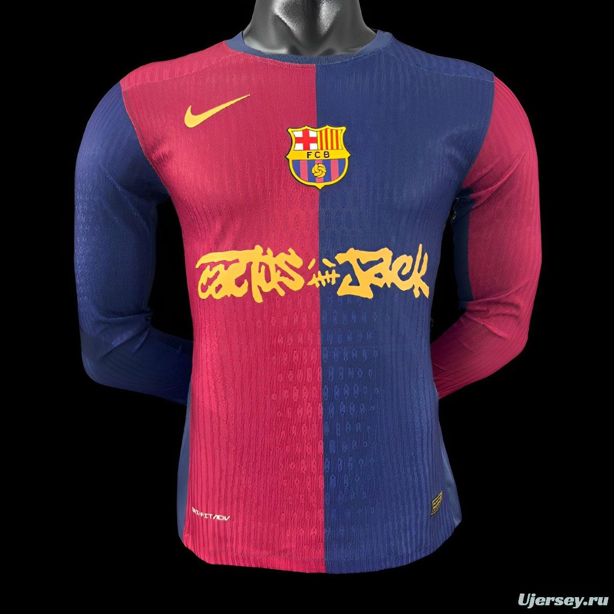 Player Version 24/25 Barcelona x Travis Scott Home Long Sleeve Jersey