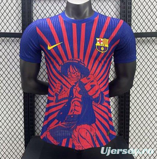 Player Version 25/26 Barcelona Blue with Anime Character Sunburst Pattern Jersey