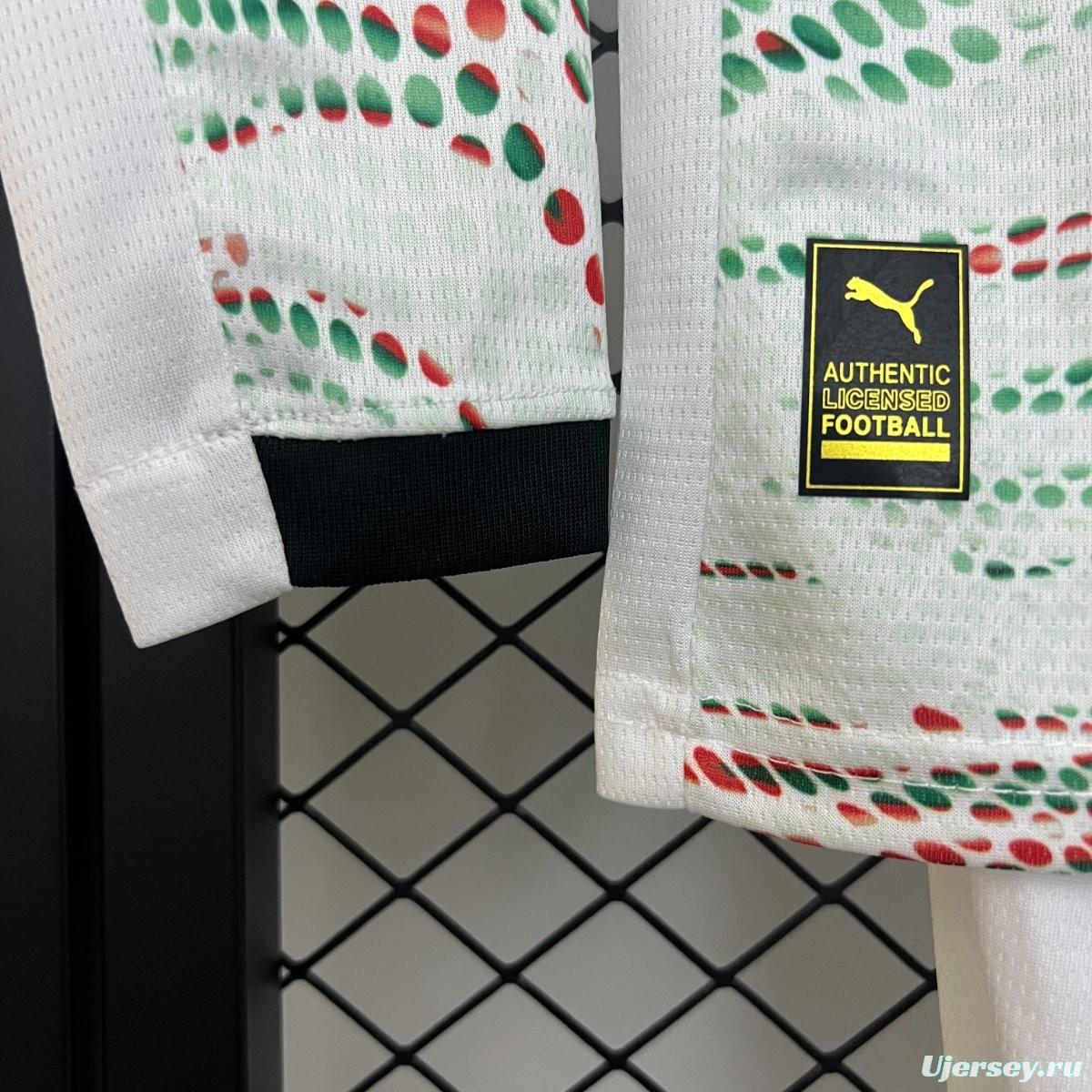 2025 Kids Portugal Away White Long Sleeve Jersey