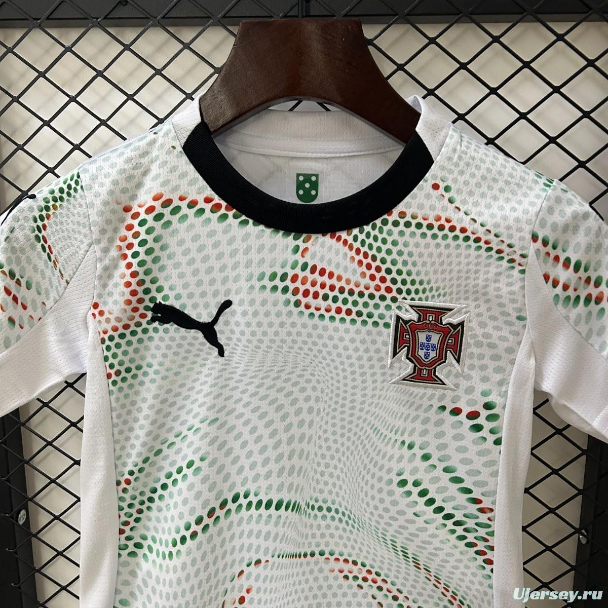 2025 Kids Portugal Away White Jersey