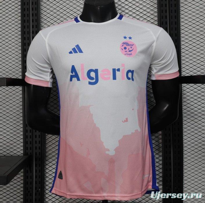 Player Version 2025 Algeria White-Pink with Country Map Design Jersey