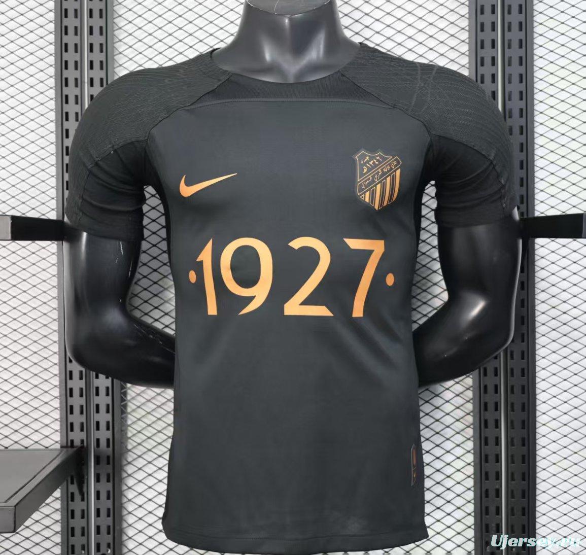 Player Version 25/26 Al-Ahli Black Champion Jersey With Golden Sponsor