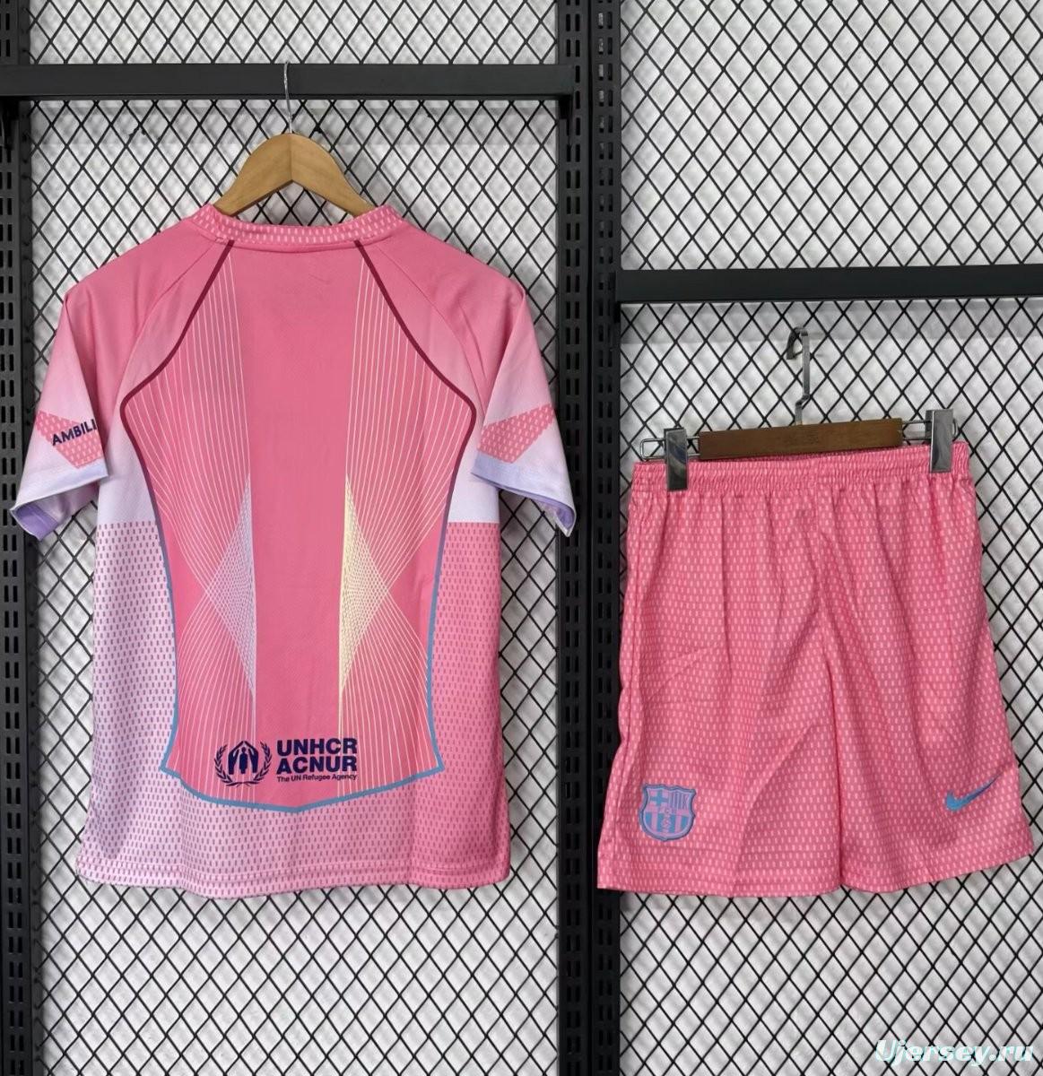 25/26 Kids Barcelona Pink with Gradient Pattern Jersey