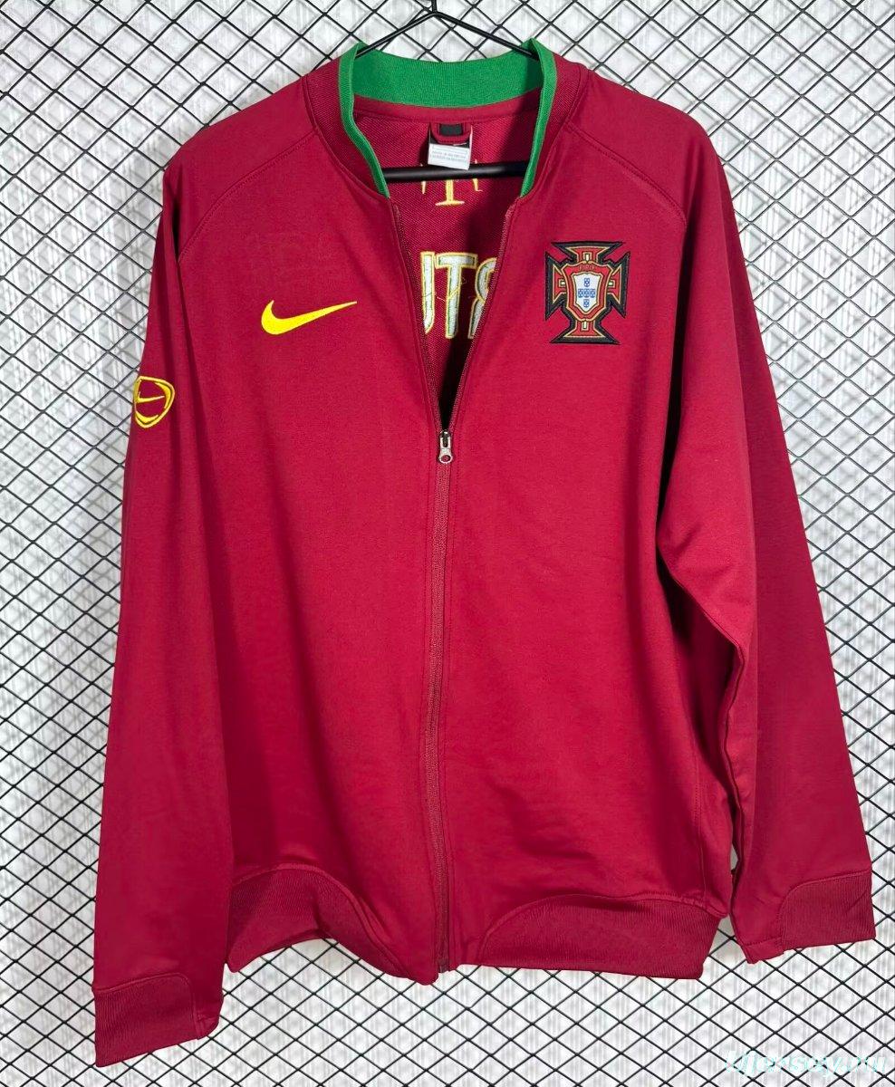 Retro 2006 Portugal Red Full Zipper Jacket