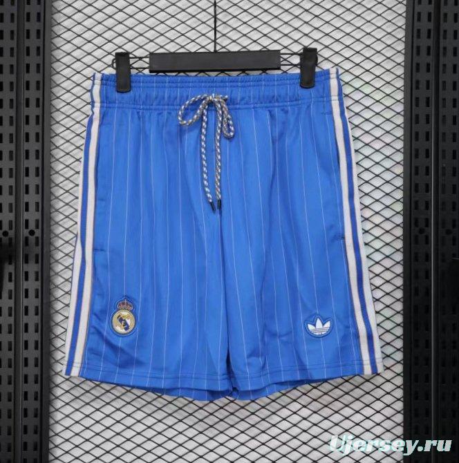25/26 Real Madrid Blue with White Pinstripes Shorts