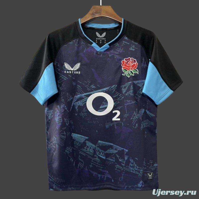 2026 England Rugby Navy with Blue Digital Cityscape Pattern Jersey