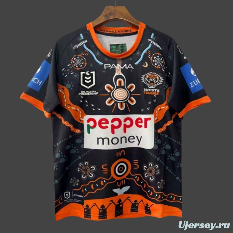 25/26 Wests Tigers Black with Indigenous Art Jersey