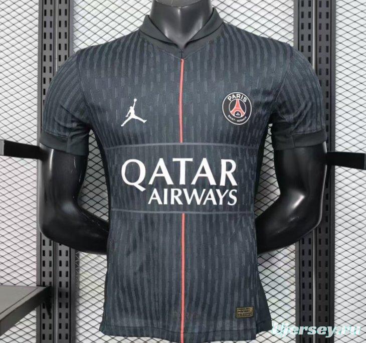 25/26 Player Version  Paris Saint-Germain Away Dark Grey with Vertical Stripe Pattern Jersey