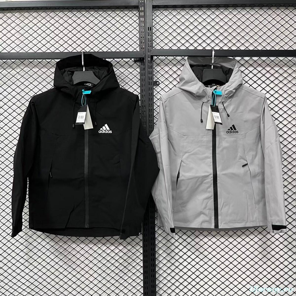 2025 Adidas Light Grey/Black Windbreaker