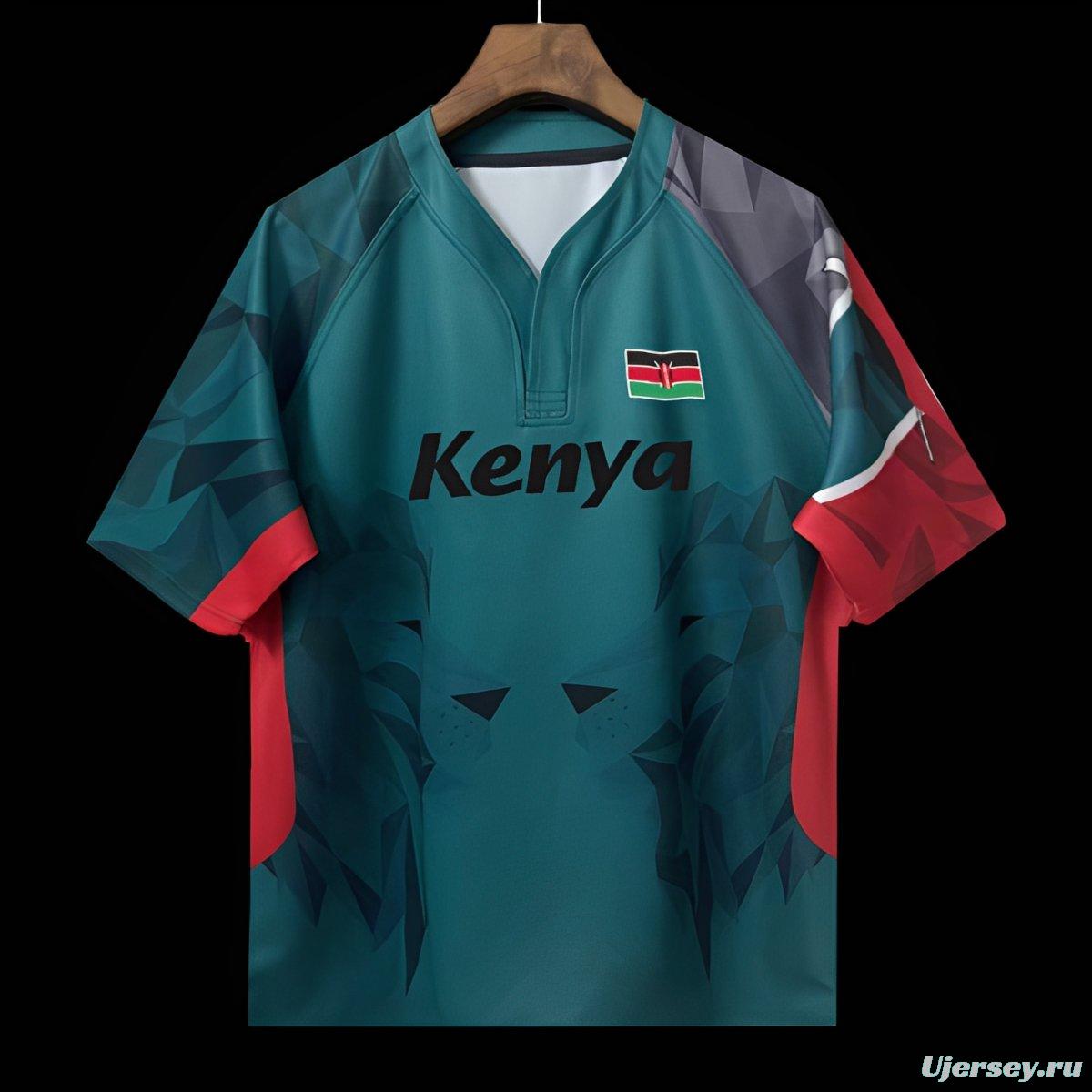 2026 Kenya Teal with Geometric Lion Pattern Jersey