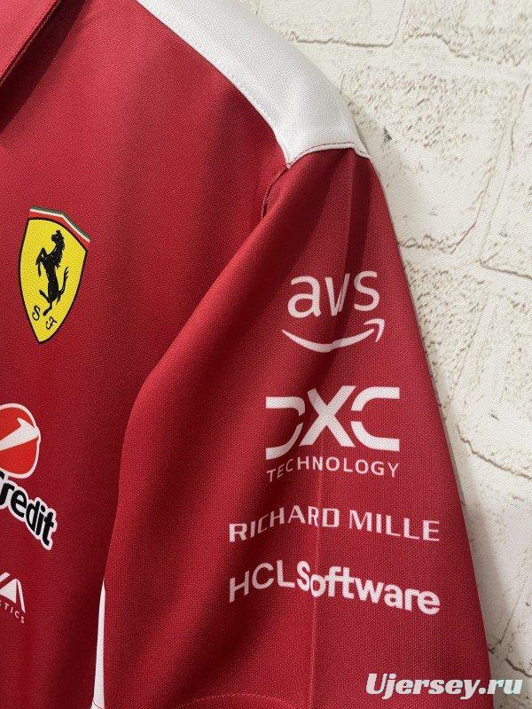 2025 F1 Scuderia Ferrari Red with White Trim Team Polo Shirt