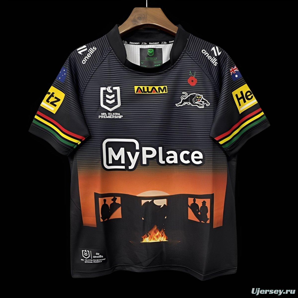 25/26 Penrith Panthers Black with ANZAC Commemoration Design Jersey