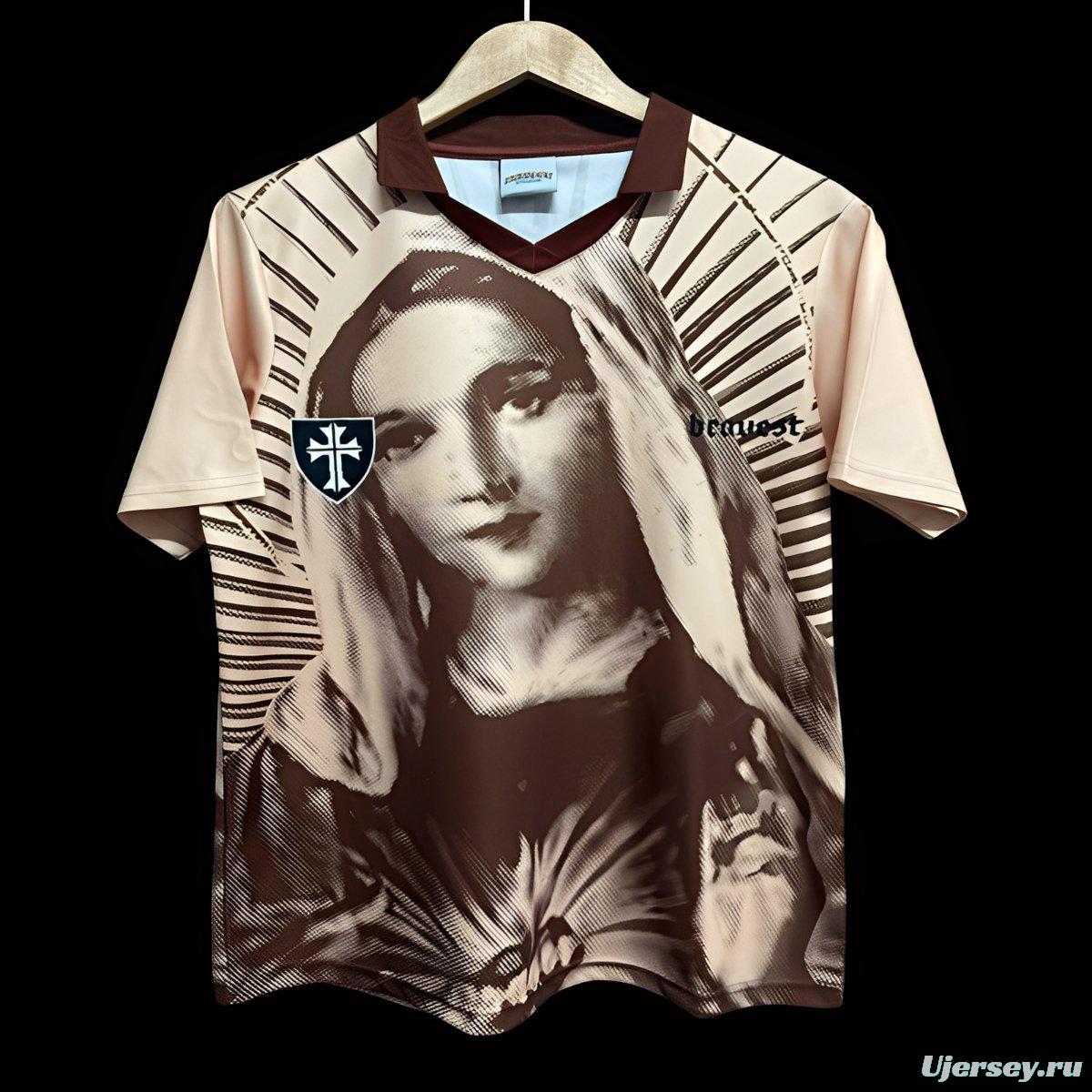2025 Brazil Beige with Virgin Mary Print Jersey