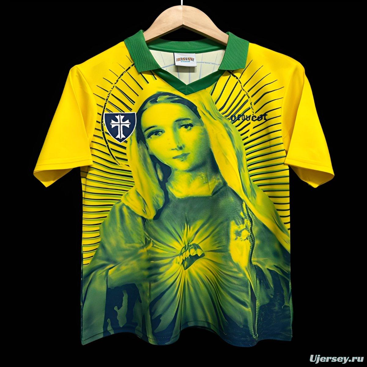2026 Brazil Yellow with Virgin Mary Print Jersey