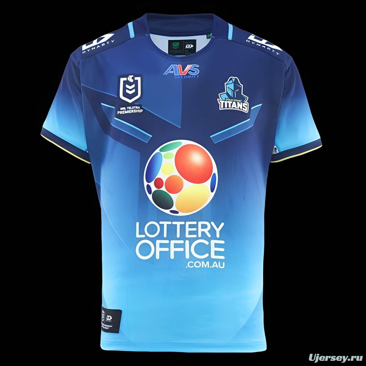 2026 Gold Coast Titans Navy to Sky Blue Gradient with Geometric Pattern Home Jersey