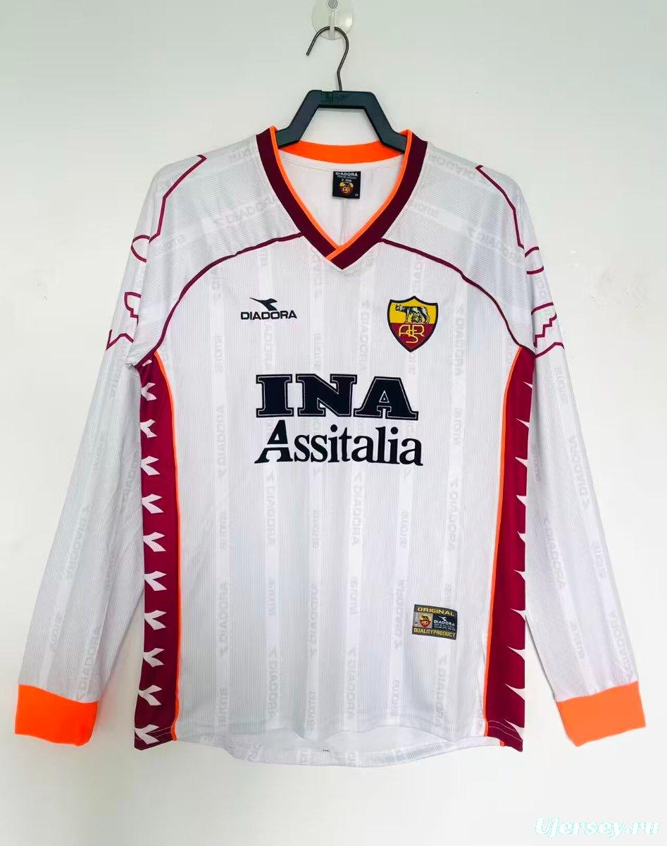 Retro 98/99 Roma Away White Long Sleeve Jersey