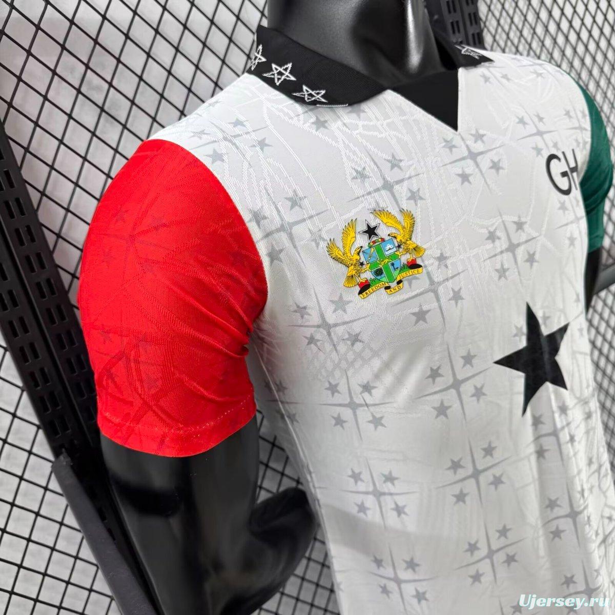 Player Version 2026 Ghana White with Black Star and Red-Green Sleeves Jersey