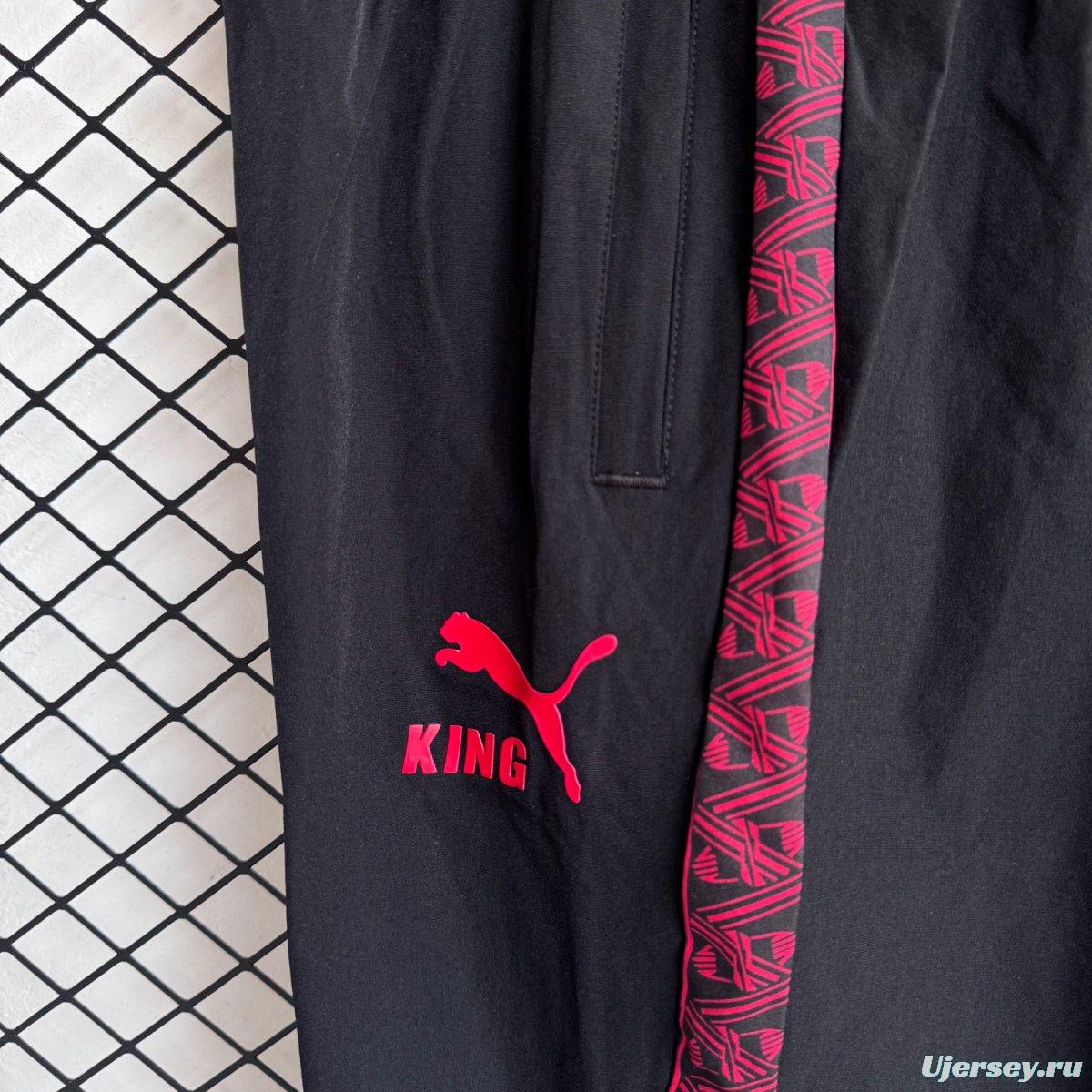 25/26 AC Milan Black/Pink Full Zipper Windbreaker + Long Pants